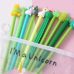 Lot 10 stylos animaux vert